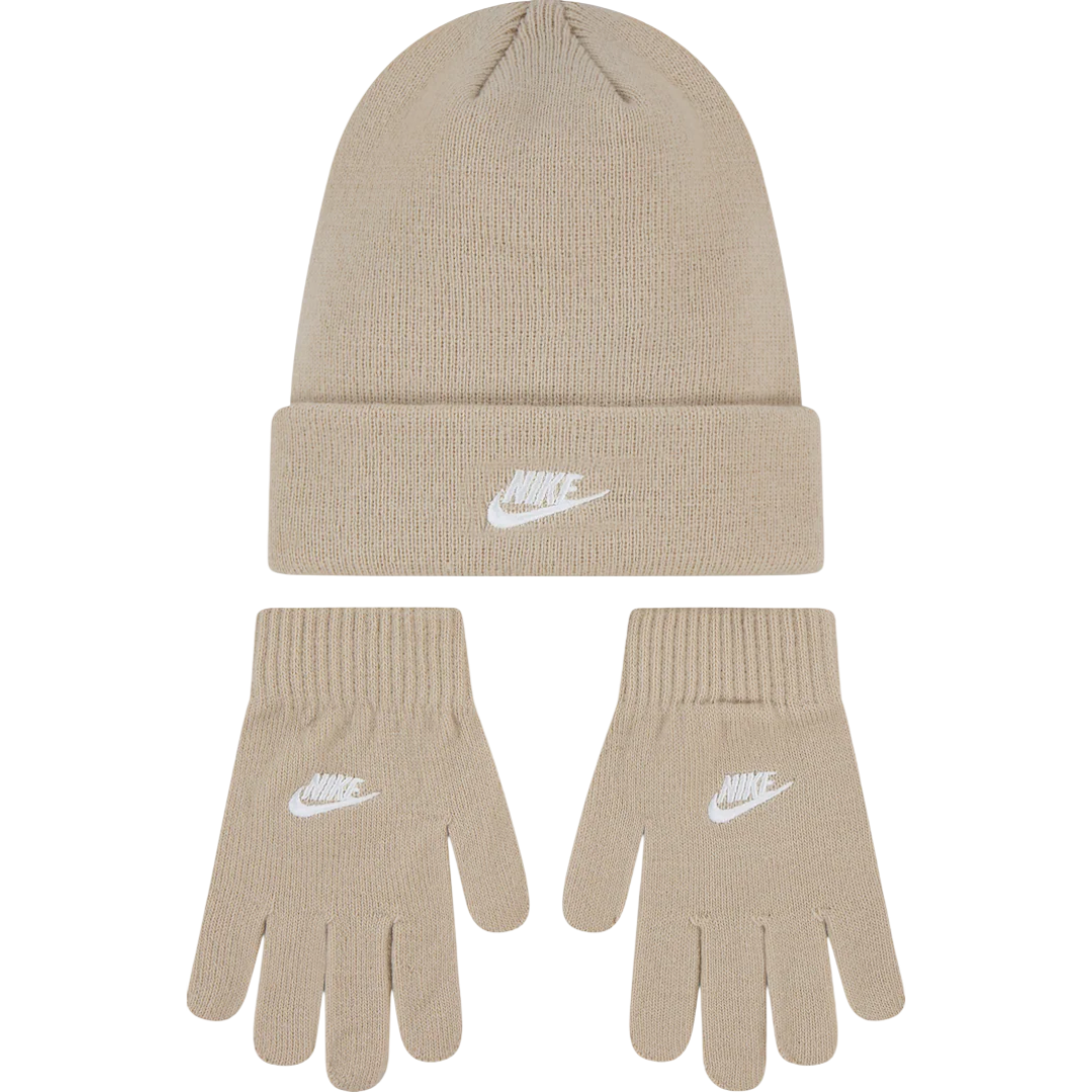 NIke Set Cappelli Lana e Guanti Beige 
